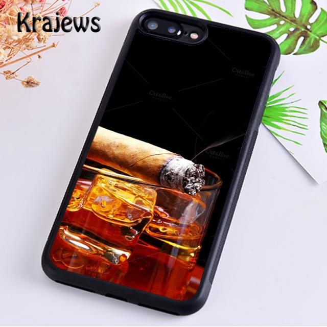 Krajews Cigar Whiskey Ice Drink Phone Case Cover For iPhone 17 Air 16 15 14 plus 11 12 13 pro max Plus coque Fundas