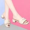 Slippers women's summer outer wear medium heel sandals women's year new fairy high heels summer women's thick heel sandals
