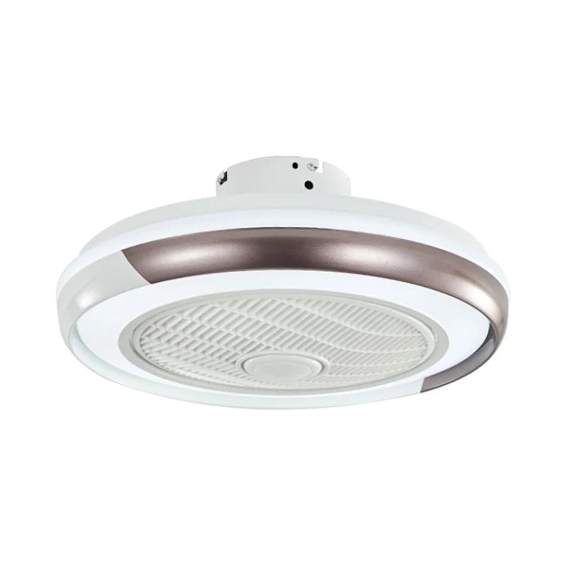 

modern circular Fan with light LED ceiling light bedroom and dining room lighting fixtures Mute remote control three color fan 220V кофейный