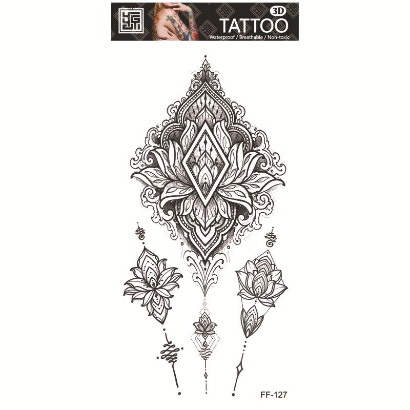 Adesivi per Tatuaggi Yuanhua Impermeabili con Totem Testa di Lupo e Testo Arabo