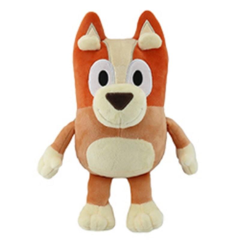 Plüschtier der Glücksfamilie: Niedlicher Cartoon-Hund, weiches Stofftier in Orange und Blau