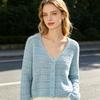 Women's Beach Vacation Crochet Knit Cover Up Boho Hollow Out Long Sleeve Button Down Top Summer Sun Protection Shirts