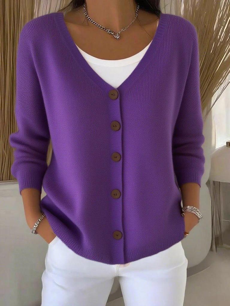 European & American Style Autumn/Winter Women's Solid Color Knit Cardigan Sweater Coat