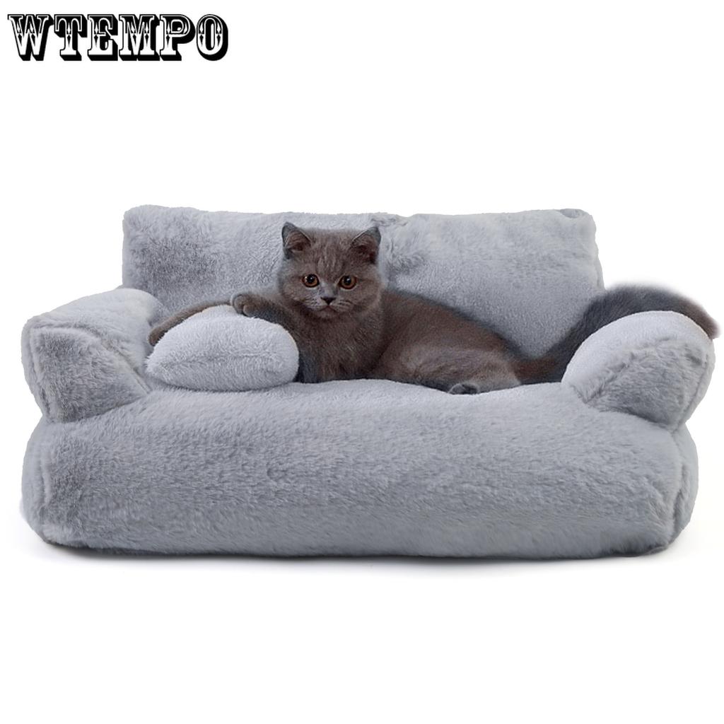 All-Season Pet Sofa Bed, Machine Washable, Cat Beds for Medium Small Dogs & Cats, Fluffy Cat Couch, Ultra-Soft and Fluffy with Non-Slip Bottom