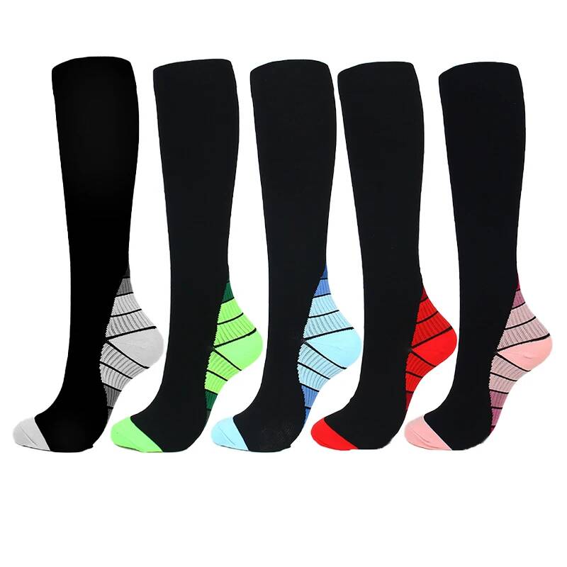 Running Compression Socks Women Men Knee High Sport Stockings White Racing Pressure Run Compress Long Nylon Multi Color