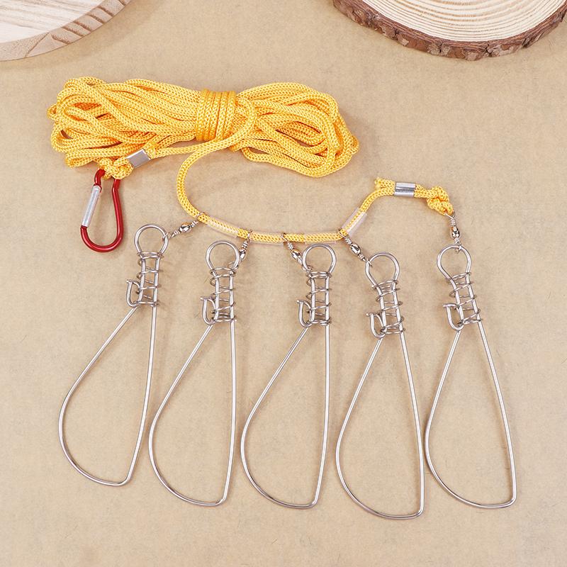 5M 5/10 Lock Stainless Steel Fishing Lock Buckle Fishing Snaps Chain Stringer With Float Live Fish Lock Belt Fishing Accessories