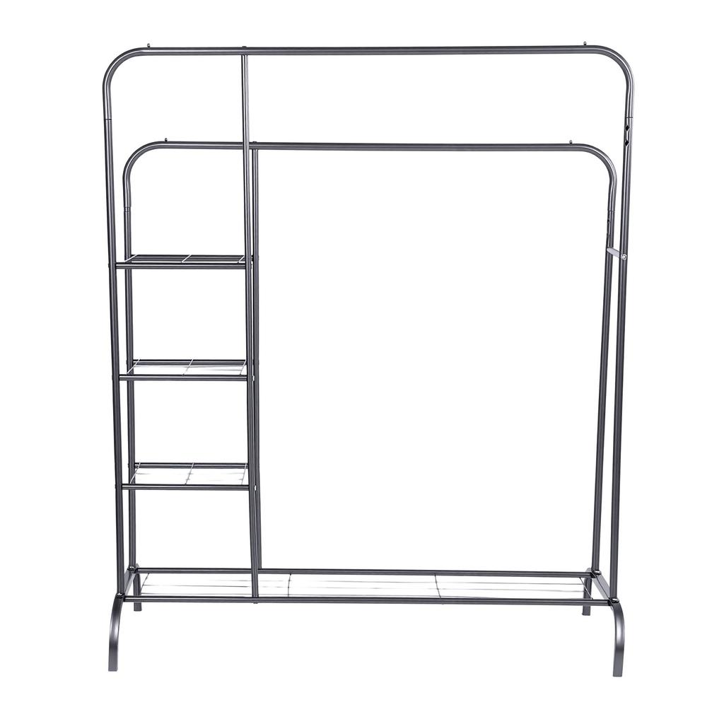 Rolling Double Rods Clothes Rack Space Saving Strong Load Bearing Stainless Steel Standing Garment Rack for Coats