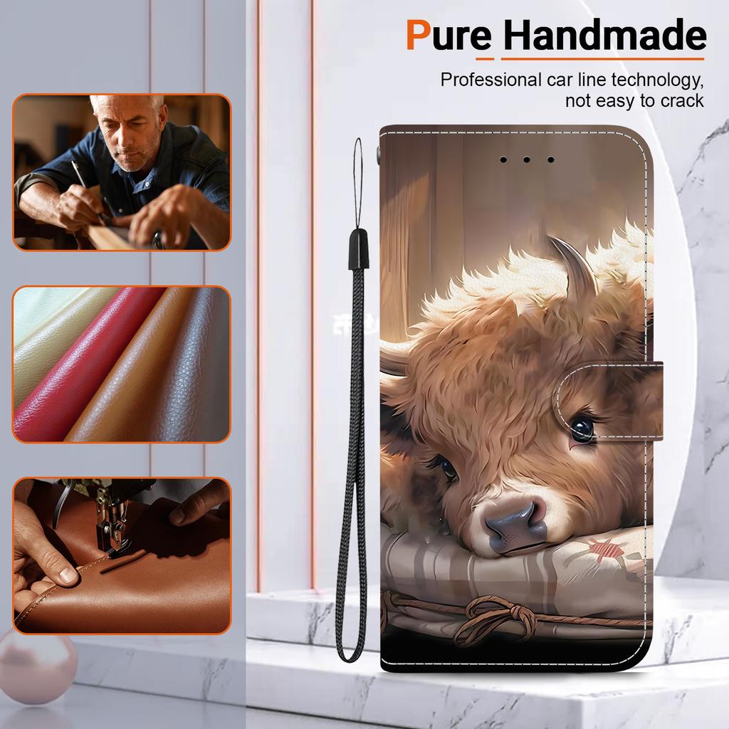 Handmade PU Leather Flip Case for Samsung Galaxy A13 5G (SM-A136U/A136W/A136B)- Anti-Slip Shockproof Cover with Wrist Strap & Heart/Rose Cat Designs