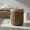 Woven Laundry Hamper Snug Lid Wicker Basket Handmade Lidded