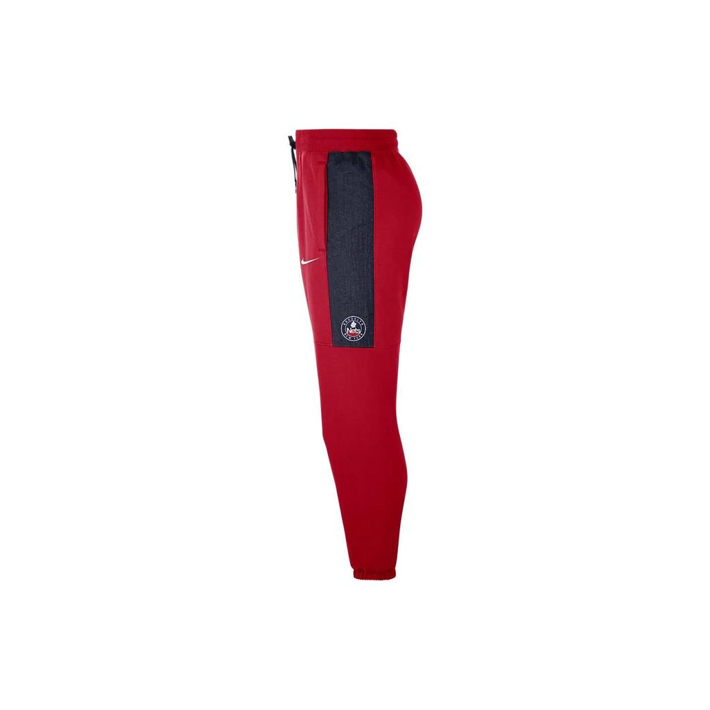 Nike NBA Brooklyn Nets Color Block Logo Fleece Lace-Up Sports Pants Men Bottoms Red DC0897-657
