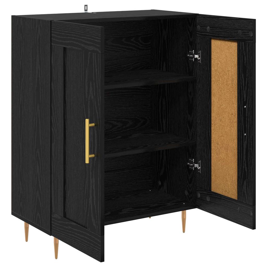 Sideboard In Black Oak Look 69.5 X 34 X 90 Cm