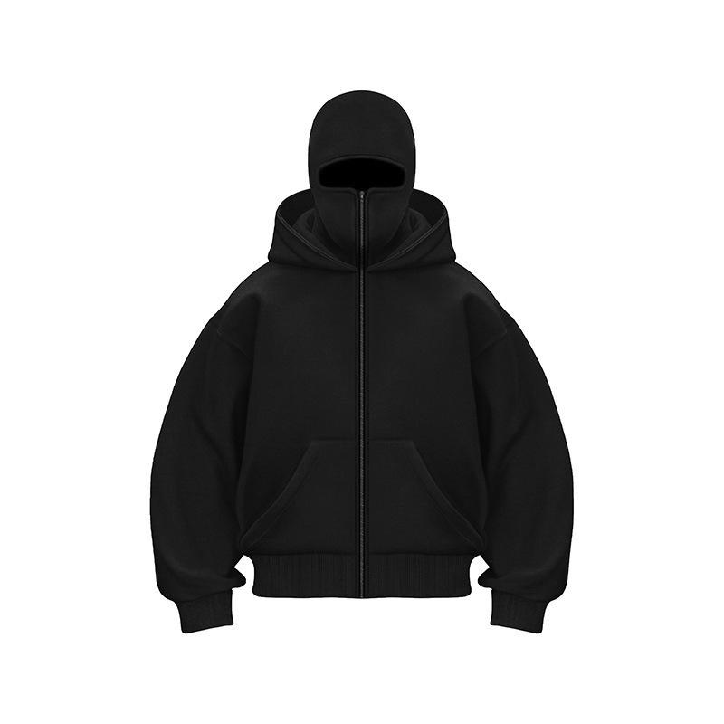 Harajuku Doppelhut-Design Sportbekleidung Winter Neu Hoodie Ninja-Maske Locker und Vielseitig Winter Winddichter Hoodie