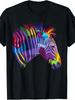 Men's Colorful Geometric Pop Art Zebra Graphic TShirtRetro Casual Short-sleeved T-shirt with a Round