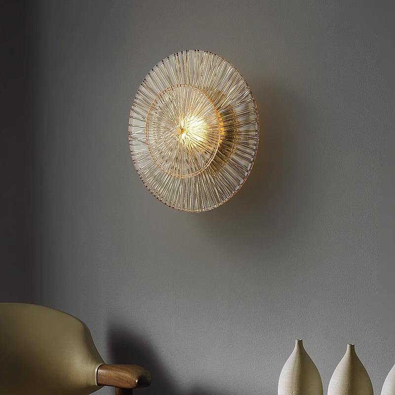 Italian Post-Modern Copper & Glass Wall Lamp - Creative Lighting for Living Room, Bedroom, or Corridor.