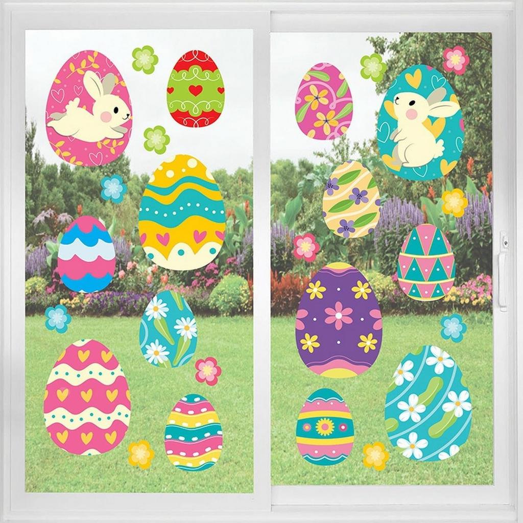 9 Sheets Summer Window Clings Stickers Double-Sided Window Decals Tropical Flamingo Green Plants Coconut Tree Designs Summer Hawaii Colorful Flower