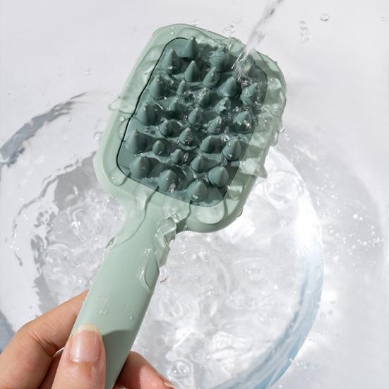 Tosidet Shampoofejebørste med Langt Håndtag Fint Brede Tænder Hovedbundsmassage til Mænd Kvinder 2-i-1 Hårudfiltring Skrubbebørste