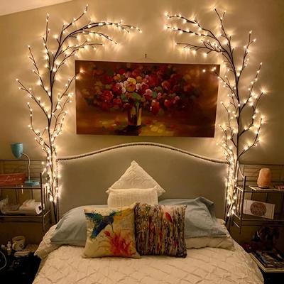 New Create a Mesmerizing Ambiance with This Stunning 7.5FT Flexible Branch Willow Vine Twig Rattan Fairy Night Light. Adorned Wi