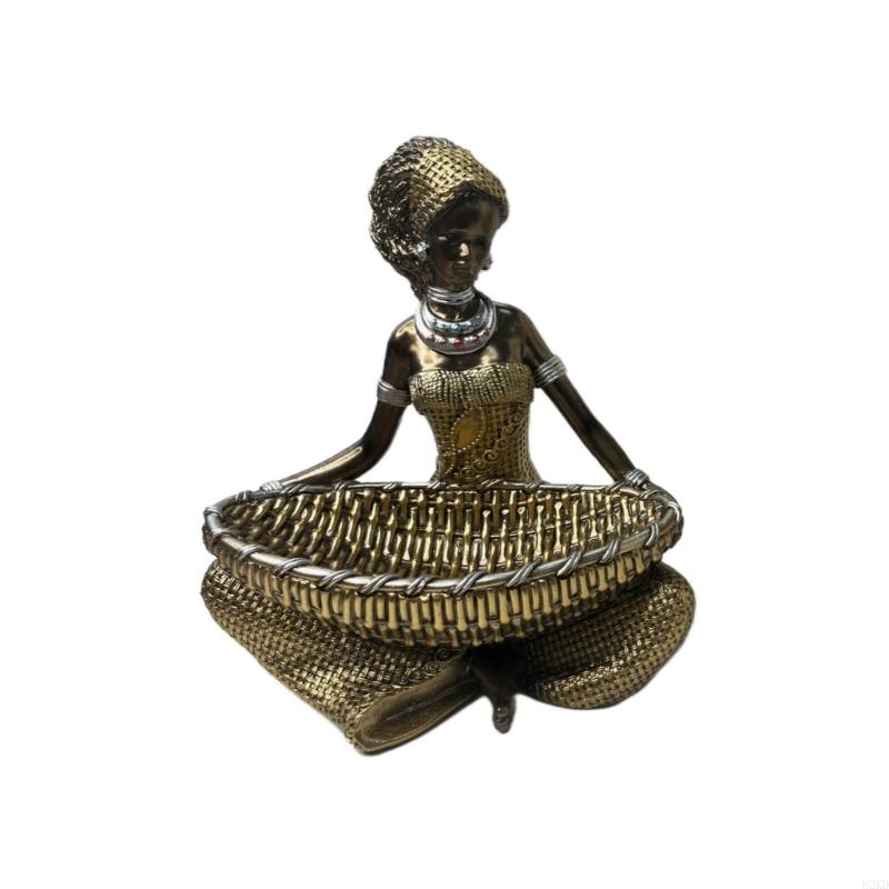 62KD Afrikanische Frau Figur Statue Harz Stammesdame Dekore Einzigartiges Geschenk Harzhalter für Büroausstellung Entzückende Ergänzung