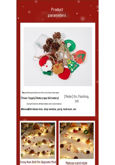LED Christmas Pine Cone Fairy Lights - Colored Holiday Tree Ornaments & Window Decorations