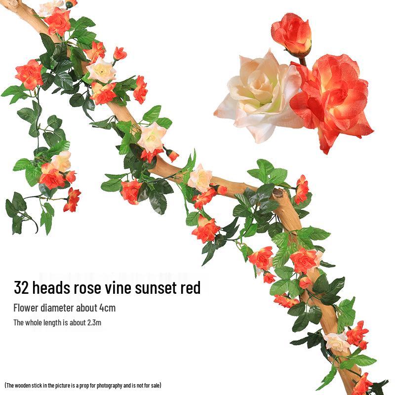 Artificial Cherry Blossom Vine – Silk Floral Decoration for Indoor Ceilings and Air Conditioning Water Pipe Covers
