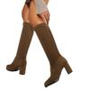 Wind large size square heel suede tall fashion boots autumn new but knee women's boots