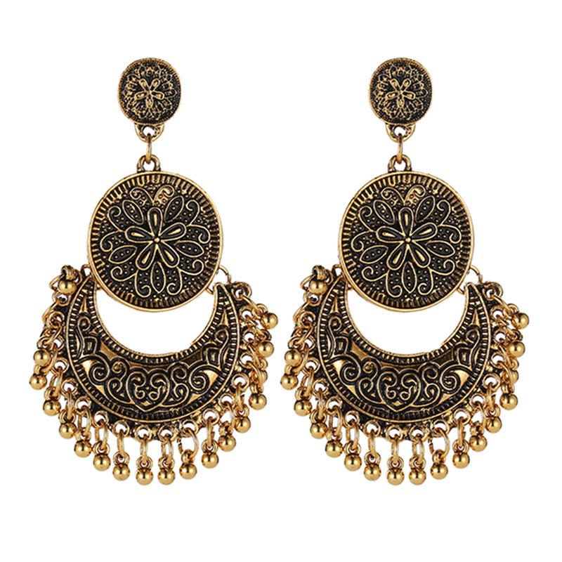 Bohemian Ethnic Carved Geometric Alloy Dangle Earrings