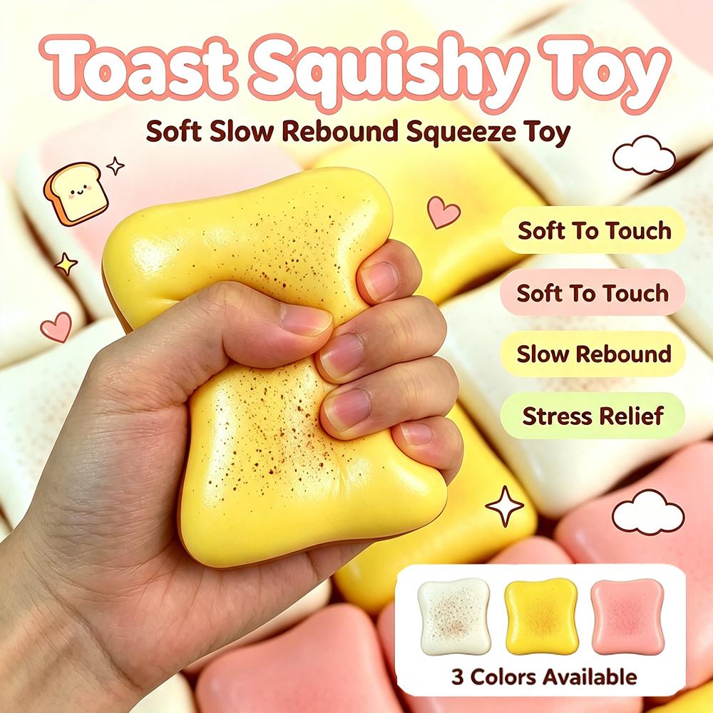Squishy Simulated Square Bread Squeeze Toy Slow Rising Ultra Toast Stress Relief Sensory Fidget Toy For Anxiety Adhd Adults Gift