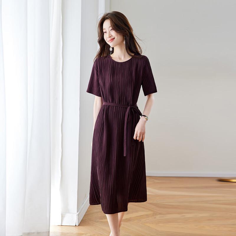 Srcr Women s Textured Mulberry Silk Tie-Waist Dress 2XL