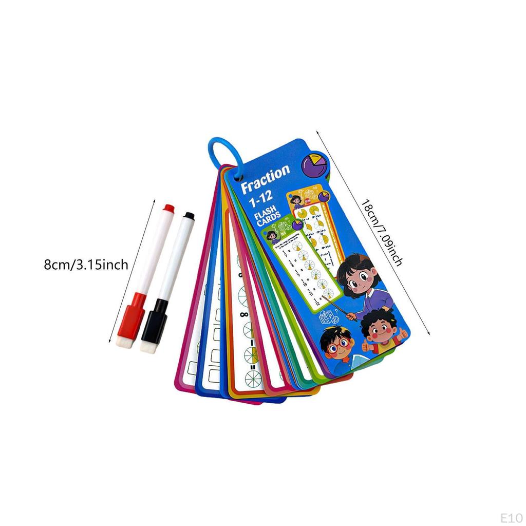 Kids Mathematics Flashcard with Binder Ring Reusable Tear Resistance 15 Card