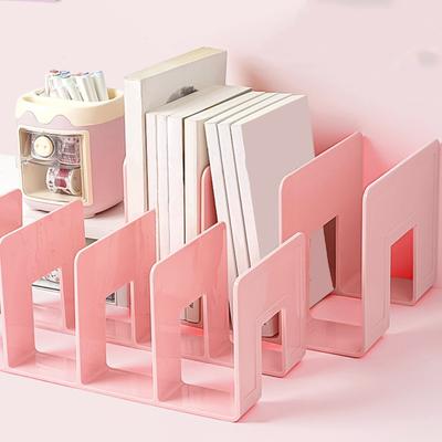 Acrylic Bookends with Four-Compartment Dividers Bookend Horizontal And Vertical Use Durable Acrylic Desktop Organizer for Office And Home