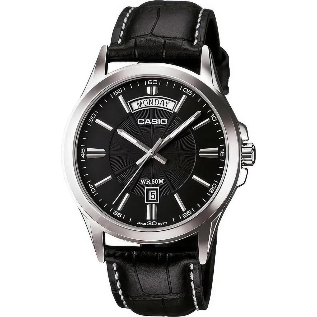 CASIO analog quartz mens wristwatch MTP-1381L-1AV black overseas model