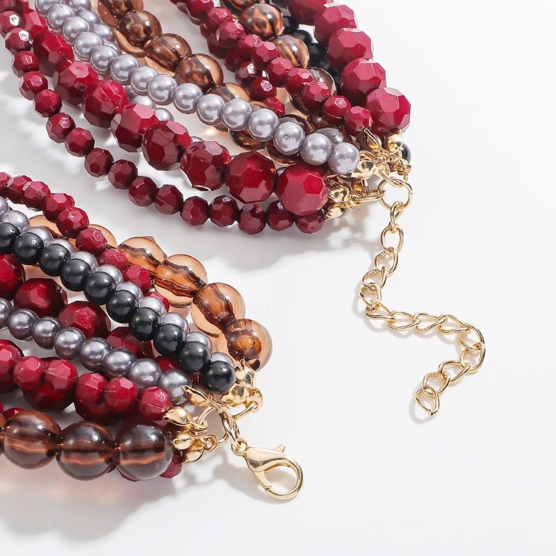 Fashionable Waterfall Tassels Necklace Handmade Multilayer Beads Necklace for Women Stylish Party and Holiday Wear