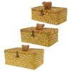 4Pcs Seagrass Rattan Storage Bin Household Clothes Toy Storage Box for Living Room Table Sundries Organizers Basket
