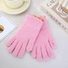 Damskie koreańskie wełniane dzianinowe rękawiczki rowerowe bez palców z funkcją ekranu dotykowego - małe fasolki cukrowe, jednolity kolor, ciepłe na zimę