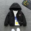 Cartoon Bear Kids Jacket Autumn Casual Boy Windbreaker Coat Hooded Zipper Boys Outerwear