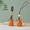 Sandalwood Zodiac Rat Pendant Keychain Necklace: Versatile Charm for Bags and Phones