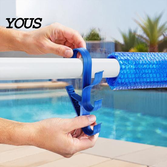 Swimming Pool Cleaning Supply Organizer Poolside Pole Hanger, with 3 Hook Configuration, Weather Resistant Maintenance Tool Management System