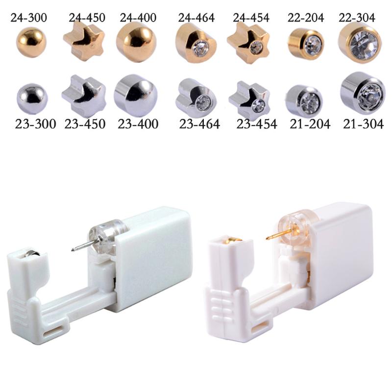 Strumento monouso per piercing all'orecchio in acciaio inossidabile Orecchini Fiore Farfalla Base Sfera con Pietra di Zircone Pistola per Orecchie monouso