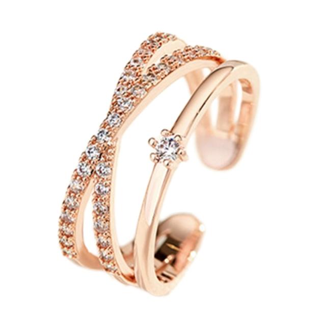 

Новое минималистичное кольцо-крест из розового золота, простые многослойные открытые регулируемые кольца для женщин, христианский подарок