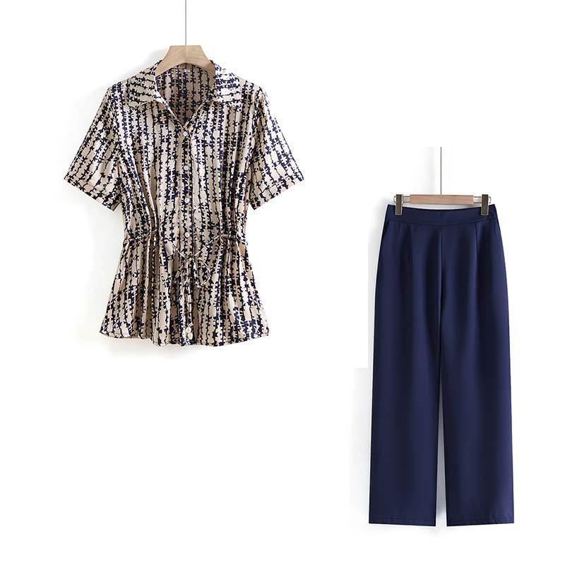 Set Bluză și Pantaloni din Șifon pentru Mama, Vara 2025: Set elegant din două piese pentru femei de vârstă mijlocie și vârstnice