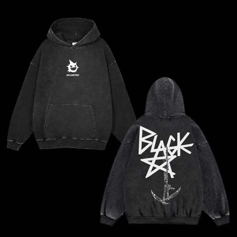 

Hot Anime Soul Eater black Start Logo Print Hooded Men Women Hoodies Cotton Pullover Retro Washed Sweatshirt Harajuku Streetwear XXL