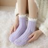 5 Pairs Soft Socks Autumn Winter Mid-tude Candy Colors Floor Coral Velvet Comfortable Sleeping Stockings Kawai Girls Style Socks