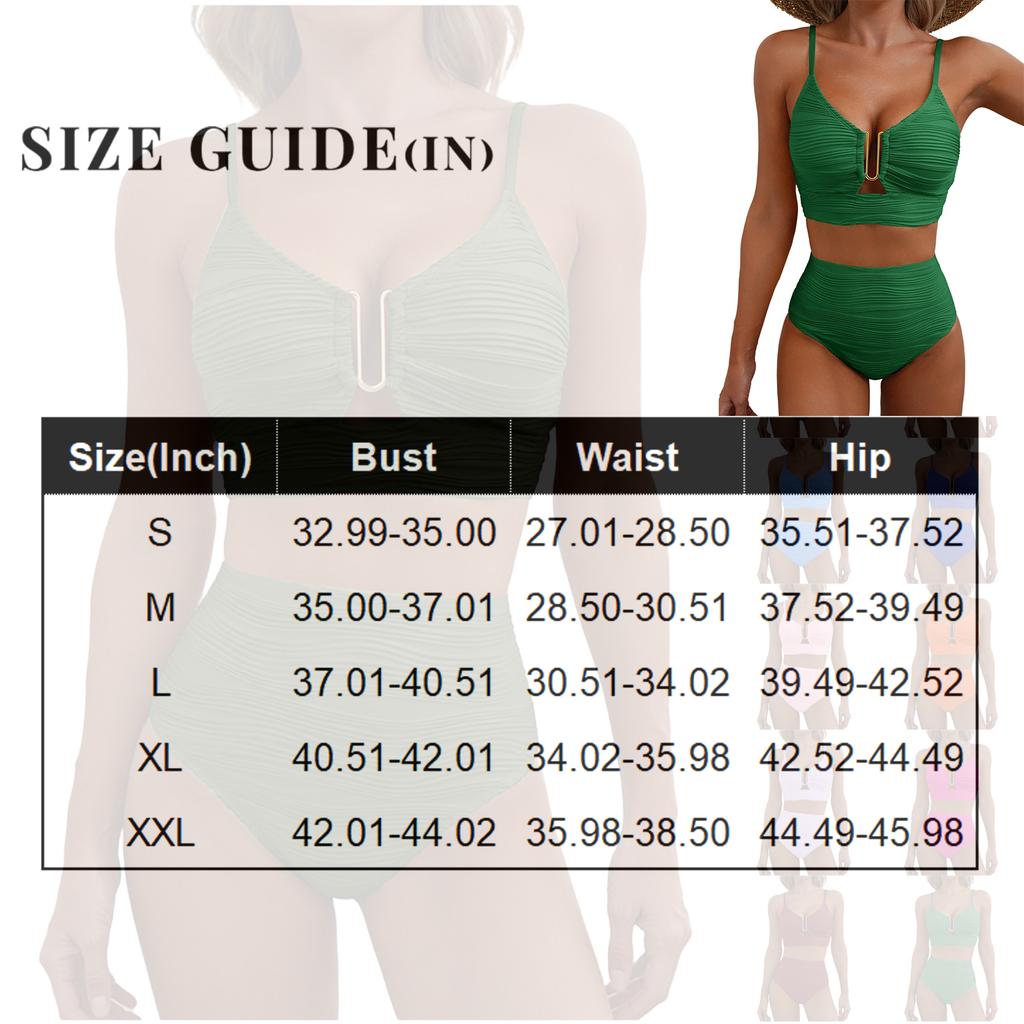 2 Piece Bikini Set Women’s U-Wire Cutout Popular Swimsuit High Waisted Textured 2026 Summer Beach Swim Female Bathing Suits