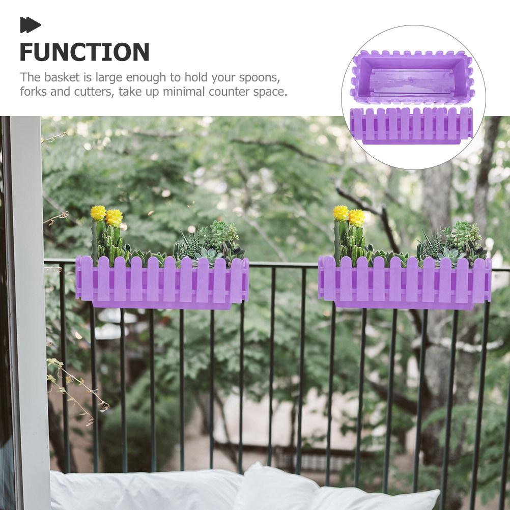2pcs Flower Window Box Fence Planter Box Decorative Planting Pot Rectangular Flower Container Succulent Plant Garden Pots Large