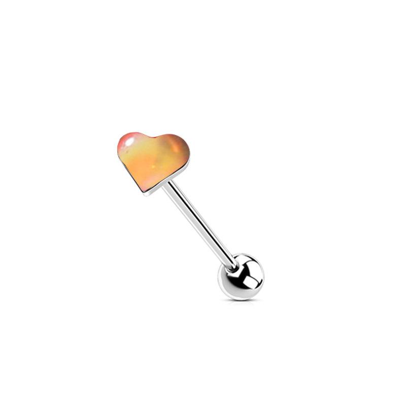 Gradient Flash Titanium Steel Tongue Ring with External Thread, 14G.