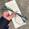 Men Ultra Light Half Frame Myopia Glasses Business Style Anti Blue Light Eyewear 0~-4.0 Diopters