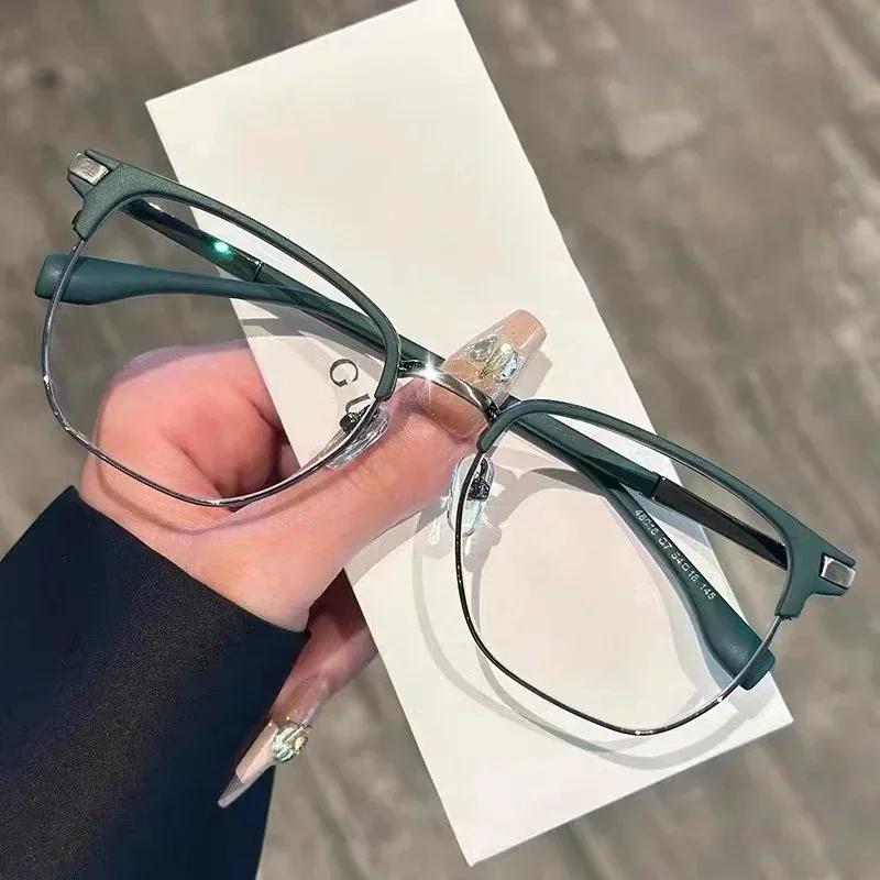 Men Ultra Light Half Frame Myopia Glasses Business Style Anti Blue Light Eyewear 0~-4.0 Diopters