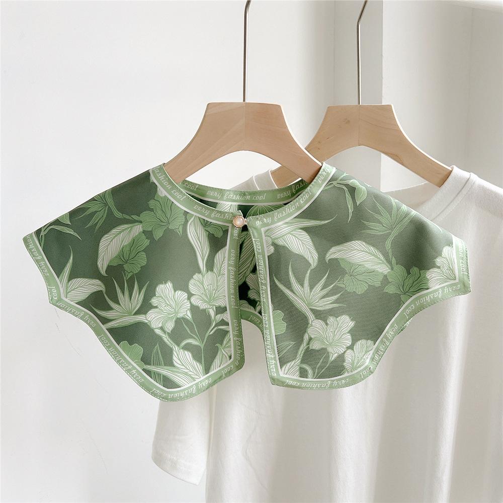 42*43cm Print Flower Sunscreen Shawl Scarf Decoration Fake Detachable Collar Protect Neck Shoulder Women Girl Dress Accessories