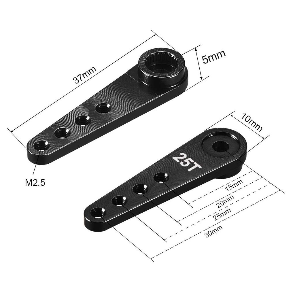 uxcell 25TRC Servo Horn, Aluminum, Black, for Futaba Sabox RC Model Car Boats, Pack of 2