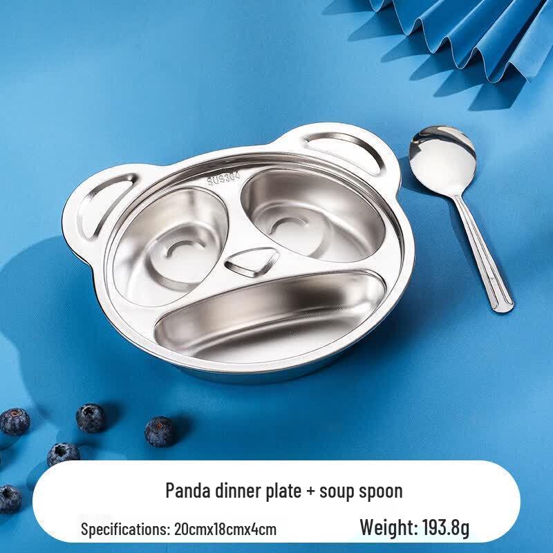 Qiwei 304 Stainless Steel Kids Divided Dinner Plate